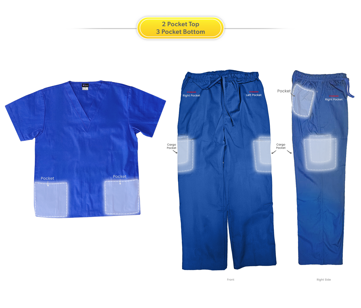 Scrub Set: 2 Pocket Top 3 Pocket Pant